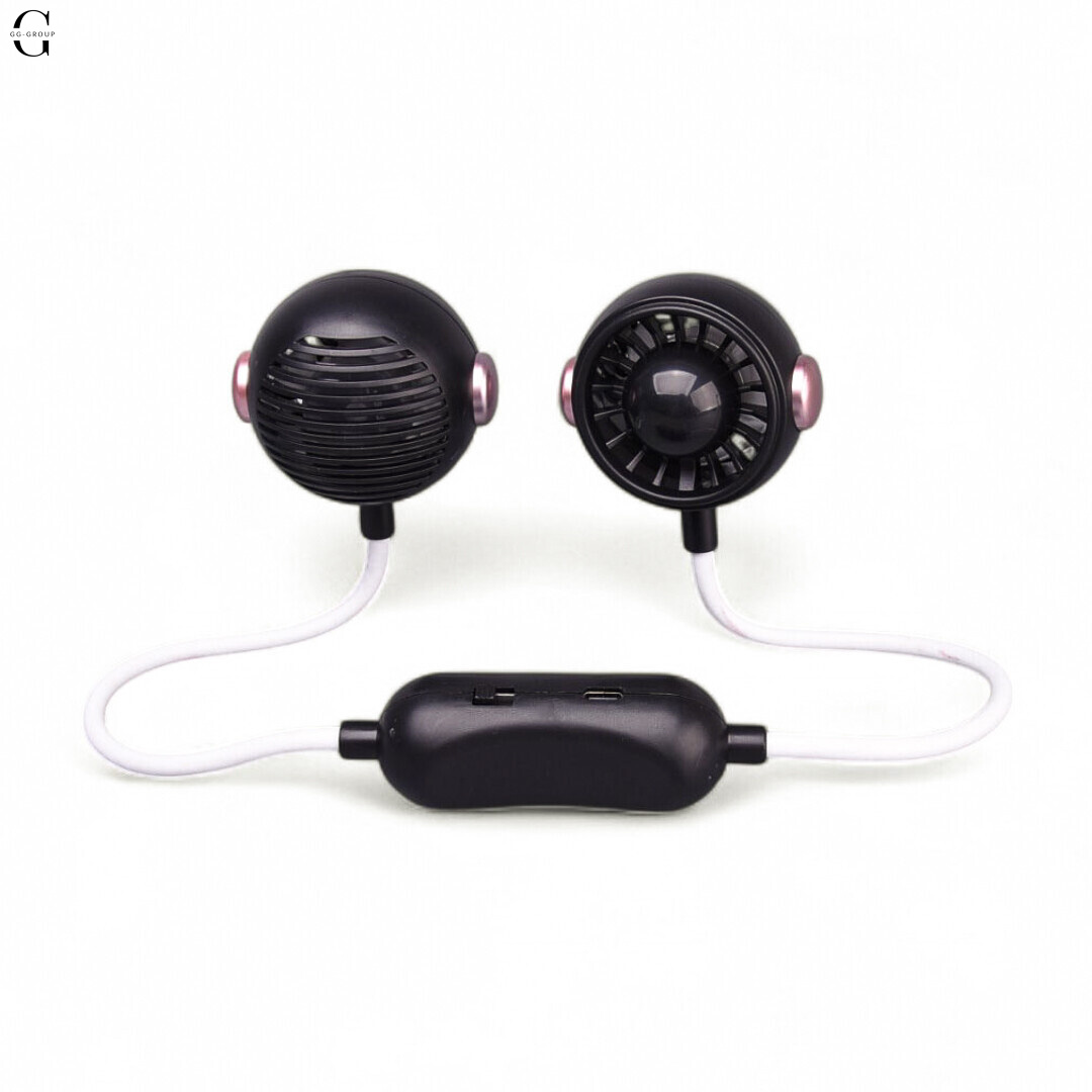 Портативный двойной вентилятор на шею MK 5672, 60 см, аккумулятор, USB Type-C, 2 режима.